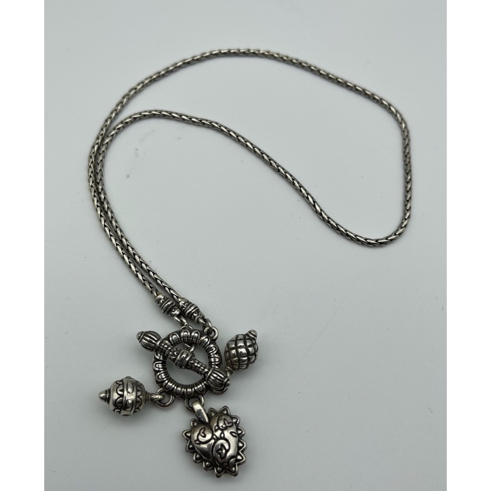 Brighton Retired Charms & Toggle Pendant Necklace Hearts Silver Vintage